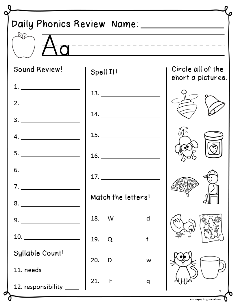 Daily Phonics Review Sheets Works With Or Without Scott Foresman 